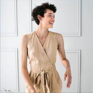 NWOT Not Perfect Linen Wrap Linen Sleeveless Jumpsuit